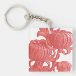 Roze Chrysanthemum Sleutelhanger