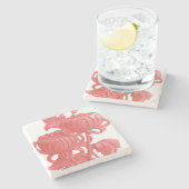 Roze Chrysanthemum Stenen Onderzetter (Zijkant)