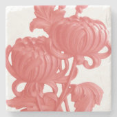 Roze Chrysanthemum Stenen Onderzetter (Voorkant)