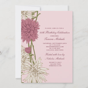 Roze Chrysanthemum Uitnodiging
