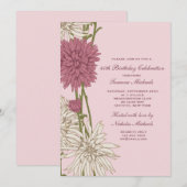Roze Chrysanthemum Uitnodiging (Voorkant / Achterkant)