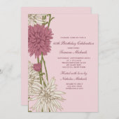 Roze Chrysanthemum Uitnodiging (Voorkant / Achterkant)