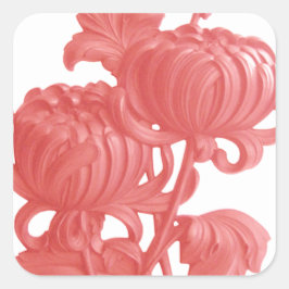 Roze Chrysanthemum Vierkante Sticker