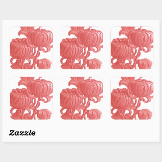 Roze Chrysanthemum Vierkante Sticker (Vel)