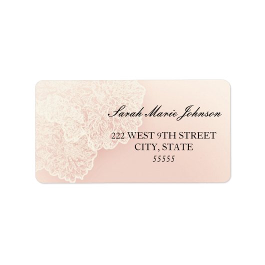 Roze Chrysanthemum Wedding Return Label (Voorkant)