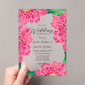 Roze Chrysanthemums Goud Geometrisch Geschilderd H Acryl Uitnodigingen (Insitu (Draagbaar))