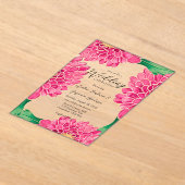 Roze Chrysanthemums Goud Geometrisch Geschilderd H Acryl Uitnodigingen (Laagn)