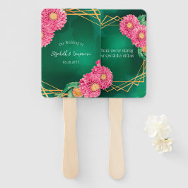 Roze Chrysanthemums Gouden Geometrische Huwelijk Handwaaier