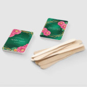 Roze Chrysanthemums Gouden Geometrische Huwelijk Handwaaier (Niet-gemonteerd)