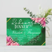 Roze Chrysanthemums Gouden repetitie Diner Kaart (Staand voorkant)