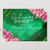 Roze Chrysanthemums Gouden repetitie Diner Kaart (Voorkant / Achterkant)