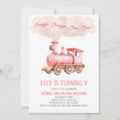 Roze Chugga Choo Choo Trein Verjaardagsfeest Kaart (Voorkant)