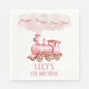 Roze Chugga Choo Choo  Trein Verjaardagsfeest Servet