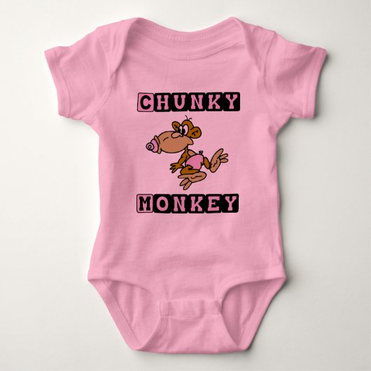 Roze Chunky Monkey Cute Baby One Piece Romper (Voorkant)