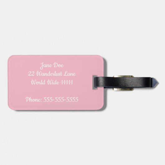 Roze Ciao Bella Bagagelabel (Achterkant horizontaal)