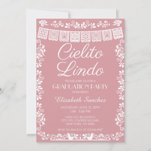 Roze Cielito Lindo Afstudeerfeest Kaart (Voorkant)