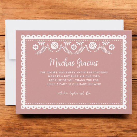 Roze Cielito Lindo Baby Shower Hartelijk Dank Bedankkaart