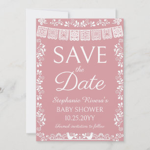 Roze Cielito Lindo Baby Shower Save the Date Kaart