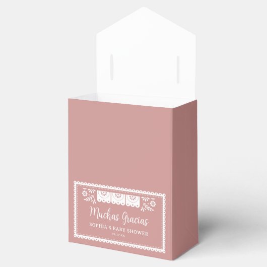 Roze Cielito Lindo Mexicaans Baby shower Bedankdoosjes (Geopend)