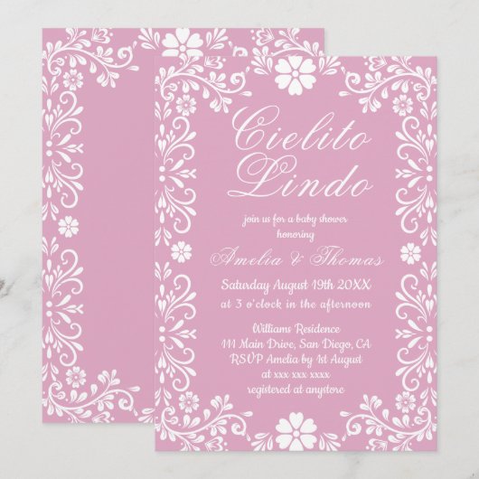 Roze Cielito Lindo Mexicaans Baby shower Kaart (Voorkant / Achterkant)