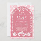 Roze Cielito lindo Mexicaanse Verjaardag Uitnodigi Kaart (Voorkant)