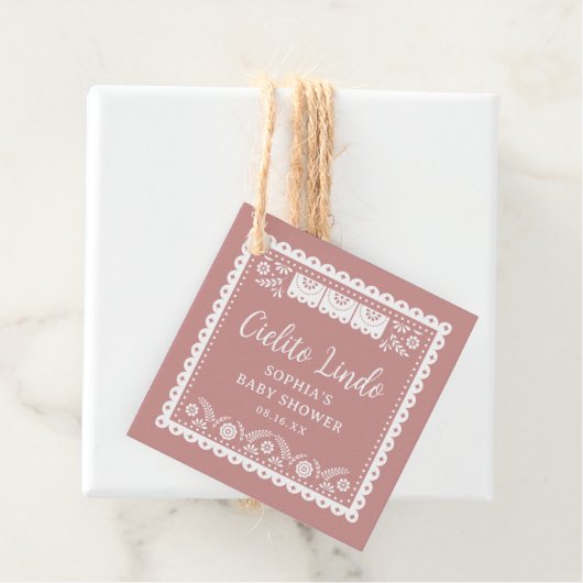 Roze Cielito Lindo Talavera Baby shower Bedankjes Labels (In situ)