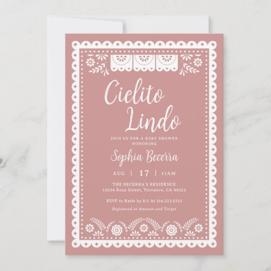 Roze Cielito Lindo Talavera Baby shower Kaart (Voorkant)