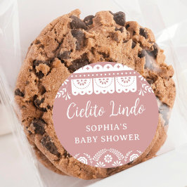 Roze Cielito Lindo Talavera Mexicaans Baby shower Ronde Sticker