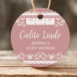 Roze Cielito Lindo Talavera Mexicaanse Baby Sho Bedankjes Labels