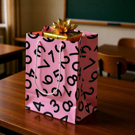 Roze Cijfer Patroon  – Leuke Wiskunde Ontwerp Medium Cadeauzakje