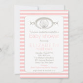 Roze cilindrische striptekening Baby shower Inv Kaart (Voorkant)