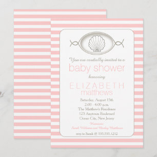 Roze cilindrische striptekening Baby shower Inv Kaart