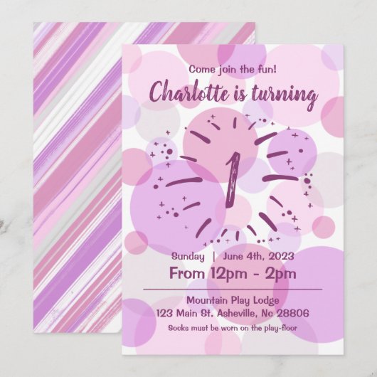 Roze Circles Birthday Girl Kaart (Voorkant / Achterkant)