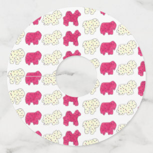 Roze Circus Animal Crackers Cookies Party Wijnglaslabel