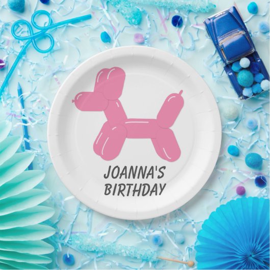 Roze Circus ballon Dierlijke vorm Papieren Bordje (Feest)