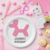 Roze Circus ballon Dierlijke vorm Papieren Bordje (Feest)