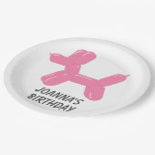 Roze Circus ballon Dierlijke vorm Papieren Bordje (Gekanteld)