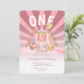 Roze Circus Big Top 1e Verjaardag Kaart (Staand voorkant)