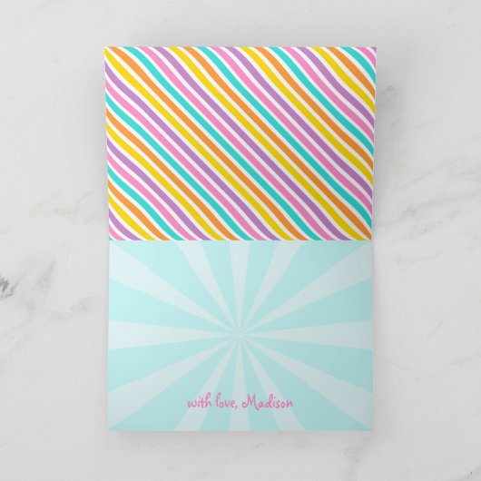 Roze Circus Carnaval gepersonaliseerd Dank u Bedankkaart (Binnen)