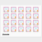 Roze Circus Carnaval Verjaardagsfeestje Favor Stic Vierkante Sticker (Vel)
