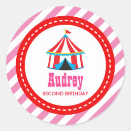 Roze Circus Carnival Birthday Baby shower Ronde Sticker