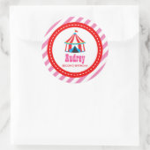 Roze Circus Carnival Birthday Baby shower Ronde Sticker (Tas)