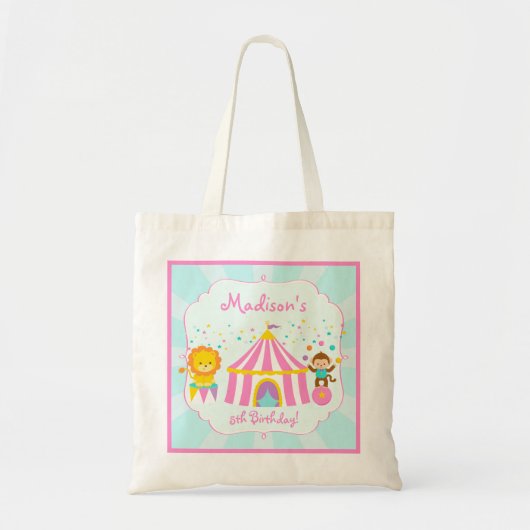 Roze Circus Carnival Birthday Party Tote Bag (Voorkant)