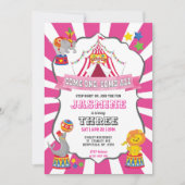 Roze Circus Carnival Birthday Uitnodiging (Voorkant)