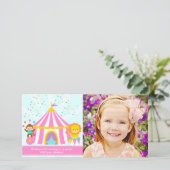 Roze Circus Carnival Gepersonaliseerd Bedankt (Staand voorkant)