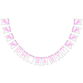 Roze Circus Cute Elephant Baby shower Oh Baby Vlaggetjes