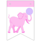 Roze Circus Cute Elephant Baby shower Oh Baby Vlaggetjes (Derde vlag)