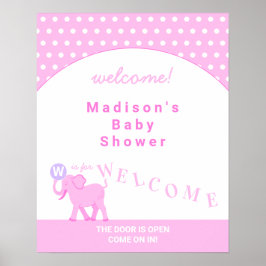 Roze Circus Cute Elephant Baby shower Welkom Poster