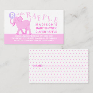Roze Circus Cute Elephant Diaper Raffle Ticket Informatiekaartje