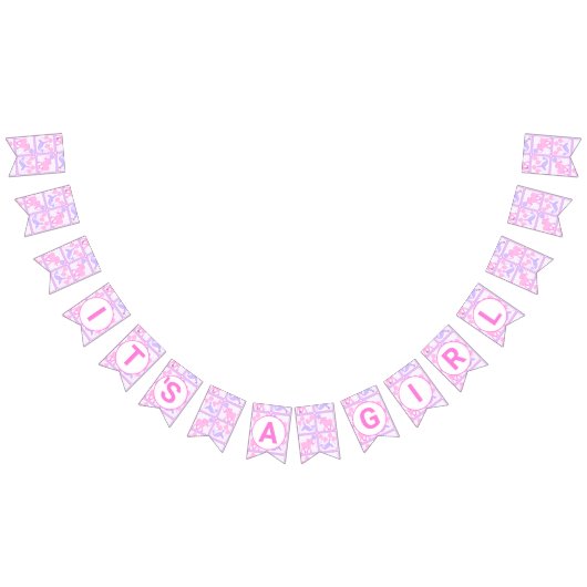 Roze Circus Cute Pattern Baby Girl Baby shower Vlaggetjes (Alle)